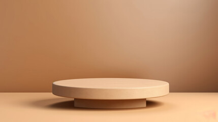 Beige product podium for product presentation on a beige background. Mockup for branding, packaging.
