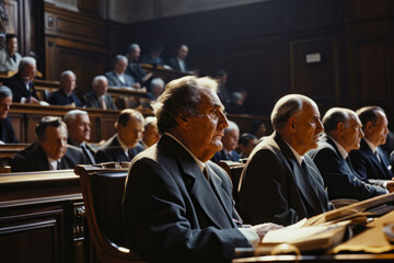 People at a meeting in the courtroom. AI generative - obrazy, fototapety, plakaty