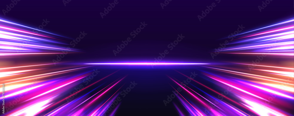 Poster panoramic high speed technology concept, light abstract background. abstract neon background with sh