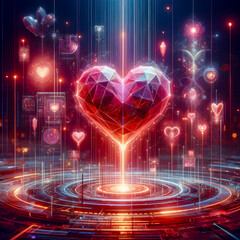 concept of digital valentine's red heart and love in the internet