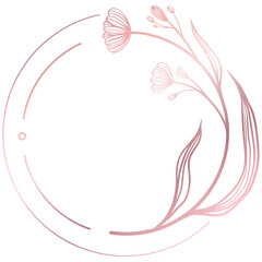 Rose gold floral circle line frame border