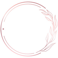 Rose gold floral circle line frame border