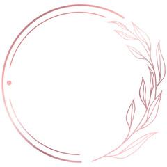 Rose gold floral circle line frame border