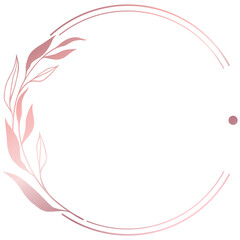 Rose gold floral circle line frame border