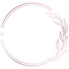 Rose gold floral circle line frame border