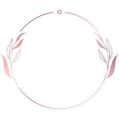 Rose gold floral circle line frame border