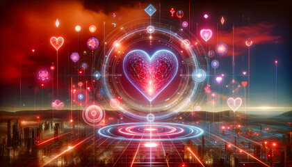 Fototapeta premium Digital Love in Augmented Reality