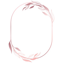 Rose gold floral circle line frame border