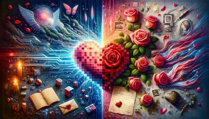 concept Digital-Traditional Rose: A Symbol of Love