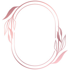 Rose gold floral circle line frame border