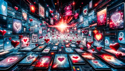 Poster digital concept of love fiber optics background © Lukasz