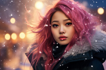 Fireworks show concept people watching admiring wonderful lights winter atmosphere Generative AI