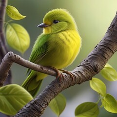 Cute green bird of paradise