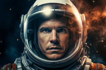 Fototapeta premium Mankind exploring the space using astronaut protective suit Generative AI closeup futurism