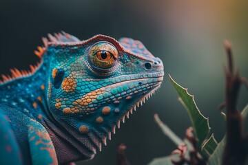 Tropical Elegance: Iguana Perched on a Branch, Basking in Sunlight. A Majestic Reptilian Moment, Perfect for Injecting Exotic Serenity
