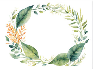 leaf-floral-frame-encircling-empty-space-minimalist-style-watercolor-illustration-no-background