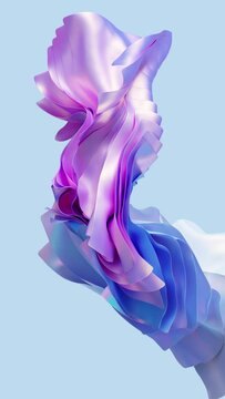 vertical videowith folded textile layers levitating, fashion wallpaper with waving drapery