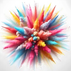 Colorful powder explosion on a white background