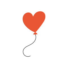 Red heart in the form of an inflatable ball. Symbol of love, romance. Design for Valentine's Day.