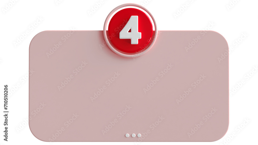 Poster 3d number 4 with text box empty 3d render