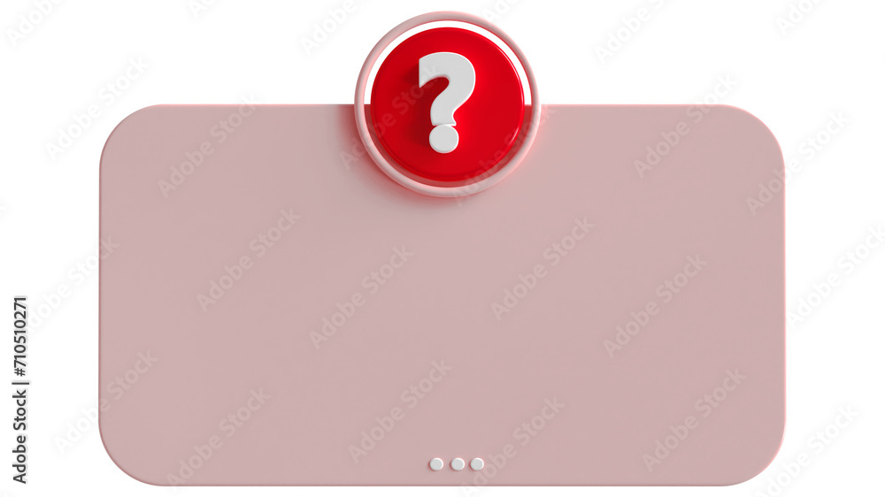 Poster Question mark symbol with text box empty 3d render