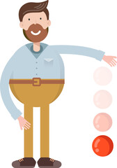 Beard Man Character Throwing Ball
