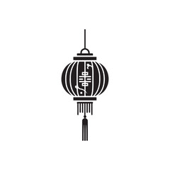 Fototapeta premium Lunar Glow Illuminated: Timeless Chinese Lanterns Silhouette Stock Images Tailored for Chinese New Year - Chinese New Year Silhouette - Chinese Lanterns Vector Stock 