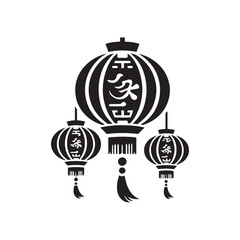 Celestial Radiance Embodied: Exquisite Chinese Lanterns Silhouette Portraits Perfect for Stock Enthusiasts - Chinese New Year Silhouette - Chinese Lanterns Vector Stock
