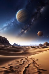 Desert, mountains, another planet