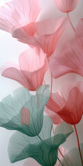 Ramo de flor com folhas com dupla exposição com o fundo - Arte abstrata