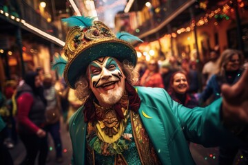 people celebrating Mardi Gras masquerade festival