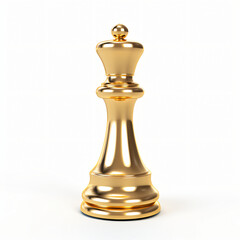 One golden chess pawn isolated on white background