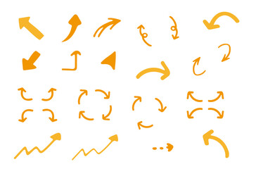 シンプルな手書きの矢印のセット