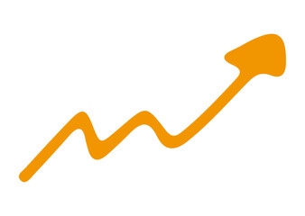 上昇する手書きの矢印