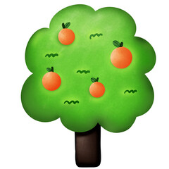 Orange tree cartoon.