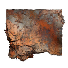 Piece of rusted metal on transparent background Generative Ai