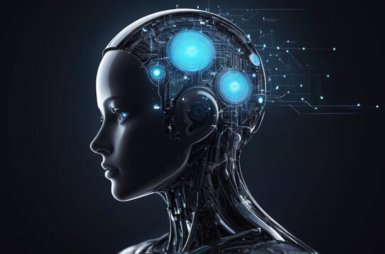 Machine learning connecting and AI artificial intelligence. Chatbot software network. big data and transfer protocol system. ai generative art