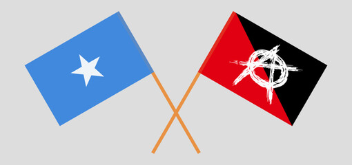 Crossed flags of Somalia and anarchy. Official colors. Correct proportion