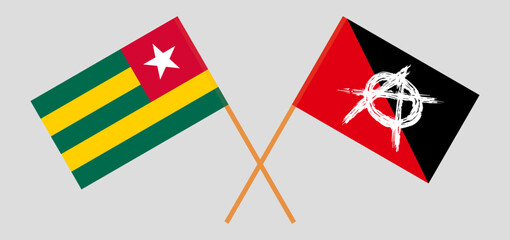 Crossed flags of Togo and anarchy. Official colors. Correct proportion