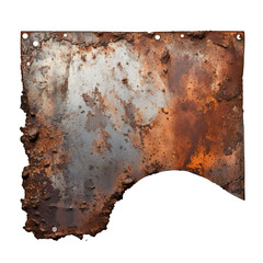 Piece of rusted metal on transparent background Generative Ai