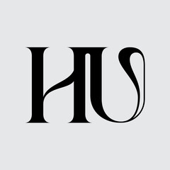 Initial Letter HU Logo Design Creative Elegant Style