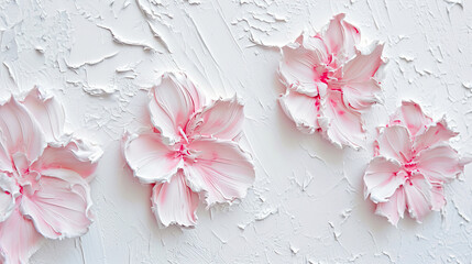 Flowers painted on a white background with bold strokes of acrylic paint
