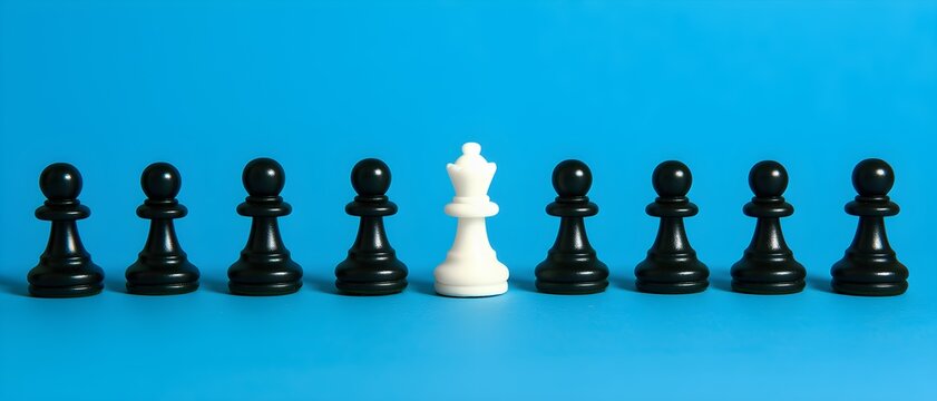 Un pion blanc diff&eacute;renci&eacute; des pions noir pour repr&eacute;senter la discrimination ou la diff&eacute;rence