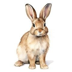 Obraz premium Rabbit watercolor illustration. Painting of forest animal on white background