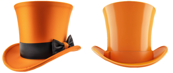 orange top hats isolated on transparent background 