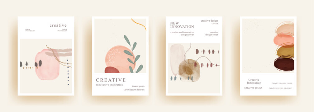 Set of artistic posters template. Trendy cover with watercolor design. Suitable for poster, business card, invitation, flyer, banner, brochure, email header, post in social networks, advertising, 