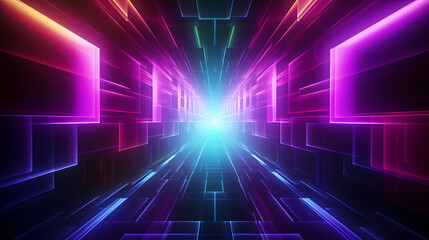 Obraz premium Abstract geometric lines background, technological lines background and light effects, 3D rendering