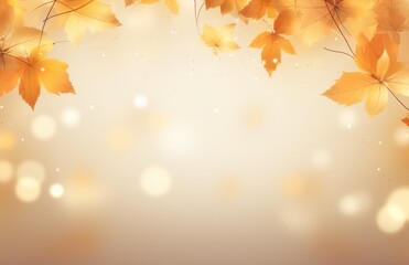 Naklejka na ściany i meble Golden Autumn Bliss: Warm Hues and Soft Light Among Fall Leaves - Generative AI