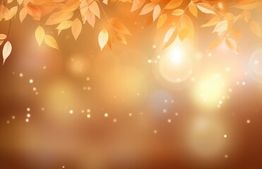 Golden Autumn Bliss: Warm Hues and Soft Light Among Fall Leaves - Generative AI