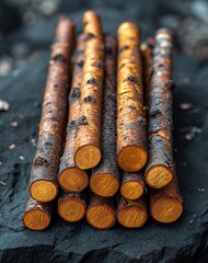 a pile of wood sticks standing on top of a black background, photo-realistic hyperbole, delicacy of touch, high resolution, albert servaes, amber